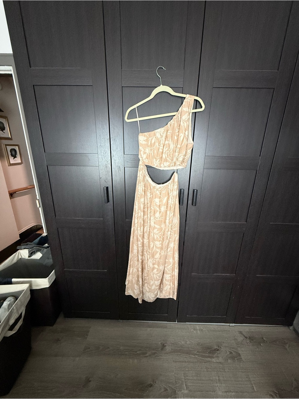 Abercrombie & Fitch One-Shoulder Peach Floral Cutout Maxi